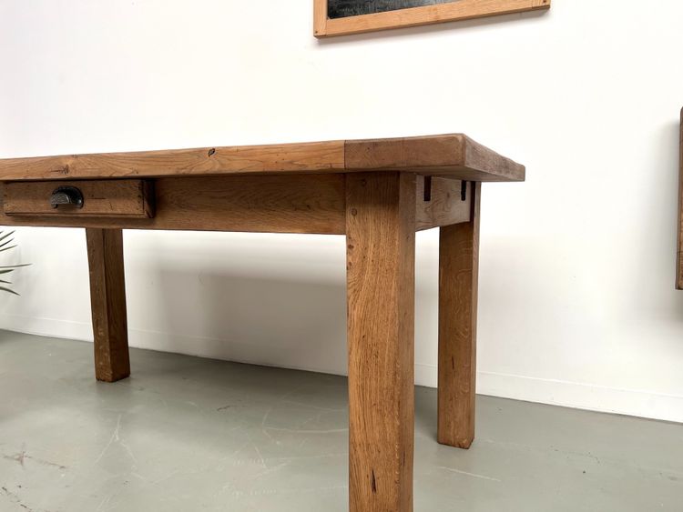 Solid oak extensible table - France, 1950s