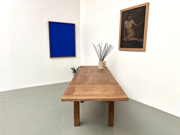 Solid oak extensible table - France, 1950s