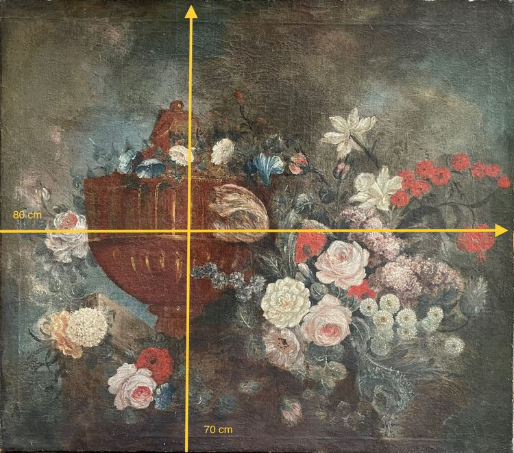 Bouquet of flowers on an entablature, still life 18th century