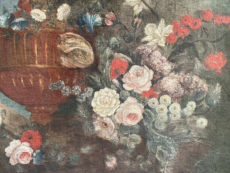 Bouquet of flowers on an entablature, still life 18th century