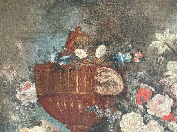 Bouquet of flowers on an entablature, still life 18th century