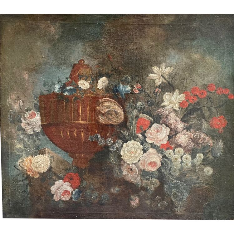 Bouquet of flowers on an entablature, still life 18th century