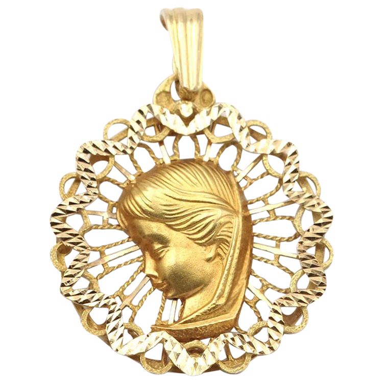 Medaglia di battesimo Vergine Maria in oro 18 carati, medaglia di comunione in oro bapteme, communiante