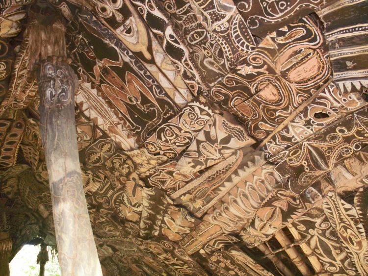 Bemalte Rinde, Stammeskunst, Ozeanische Kunst, Ozeanien, Papua-Neuguinea, 105 x 43 cm