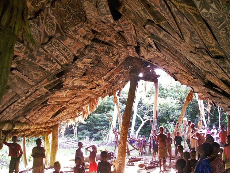 Bemalte Rinde, Stammeskunst, Ozeanische Kunst, Ozeanien, Papua-Neuguinea, 105 x 43 cm