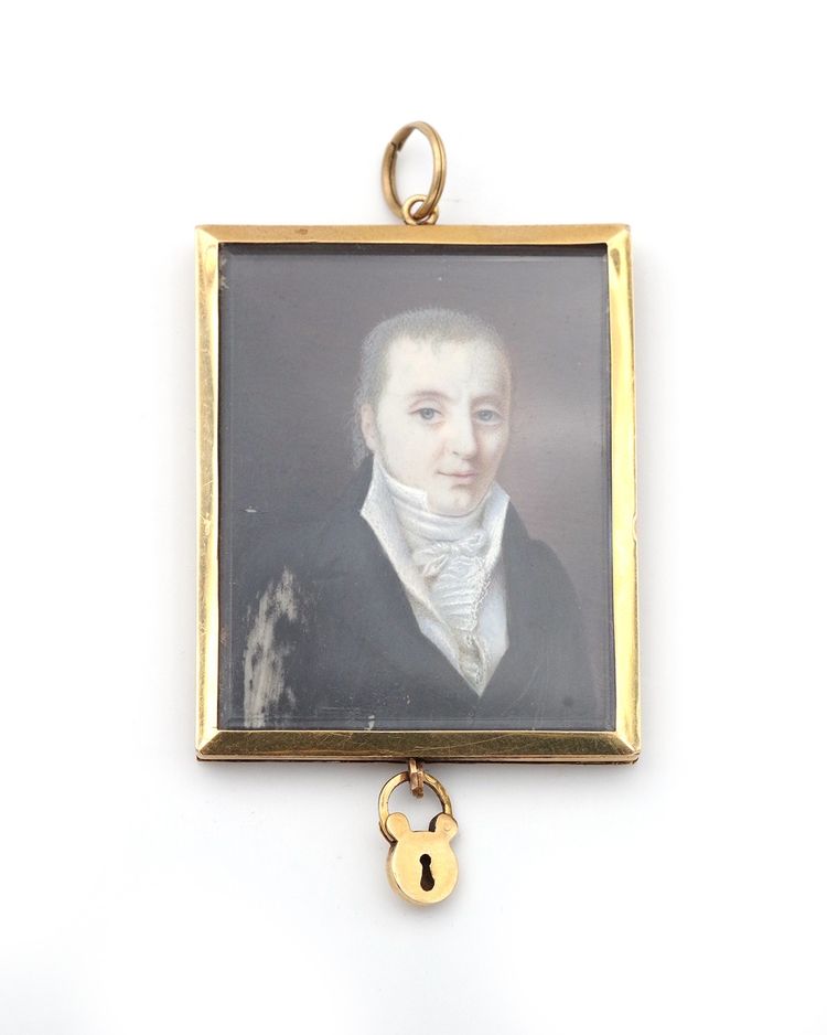 Pendente del Direttorio o del Consolato in oro 18 ct dell'inizio del 19ᵉ secolo, gioiello sentimentale, ritratto