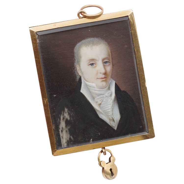 Pendente del Direttorio o del Consolato in oro 18 ct dell'inizio del 19ᵉ secolo, gioiello sentimentale, ritratto