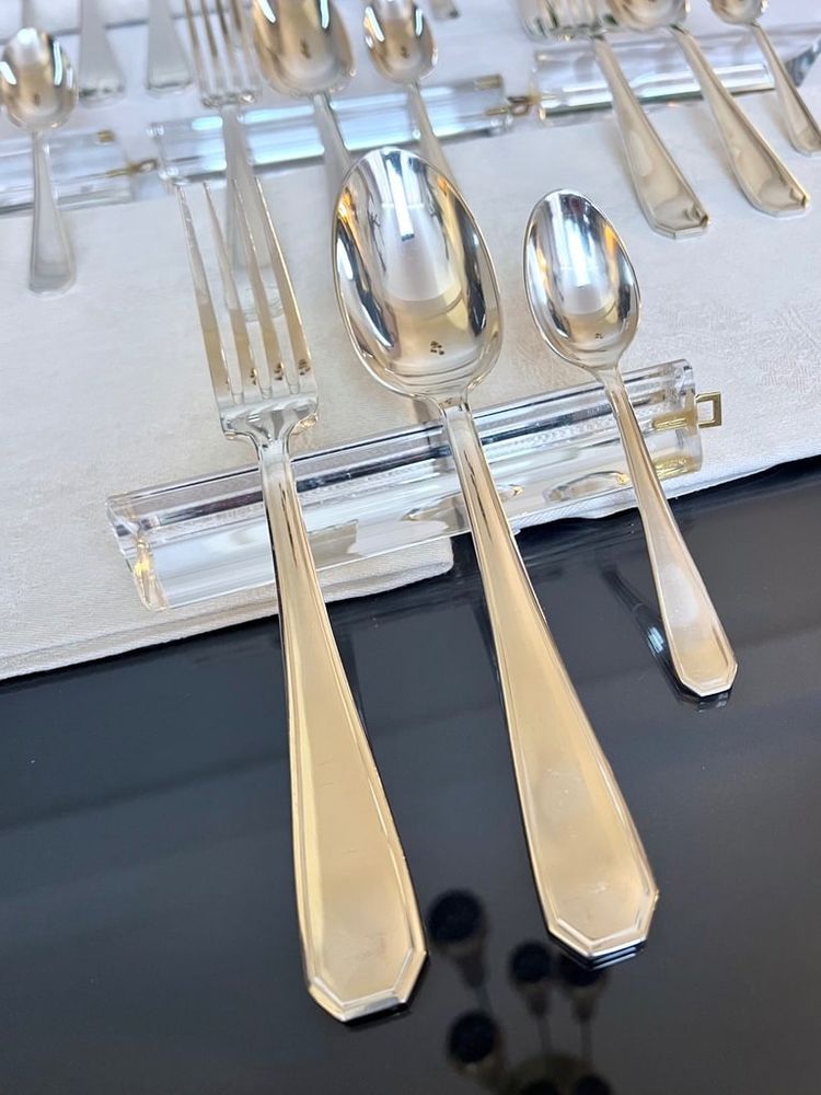 Ménagère Art Déco En Métal Argenté - Couverts De Table Coffret