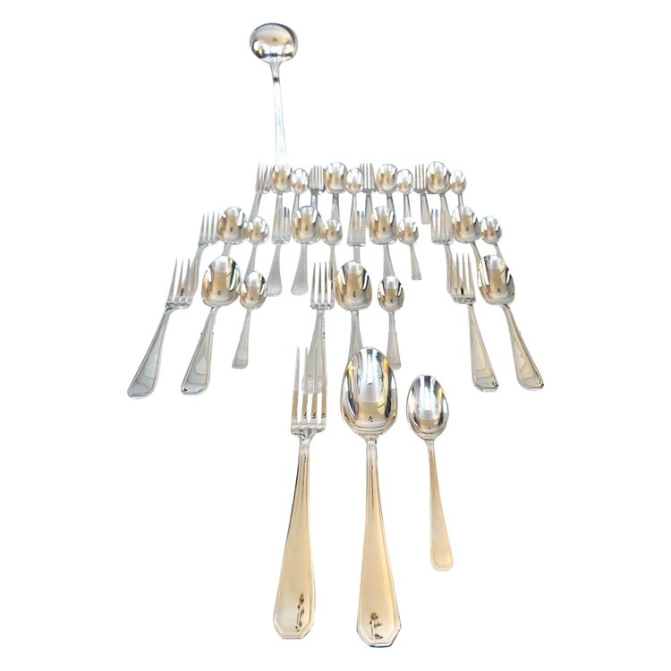 Ménagère Art Déco En Métal Argenté - Couverts De Table Coffret