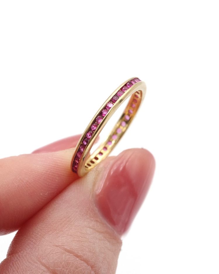Anello nuziale con rubino americano in oro 18 carati, anelli nuziali di pregio, anelli di fidanzamento e matrimonio, anelli nuziali vintage