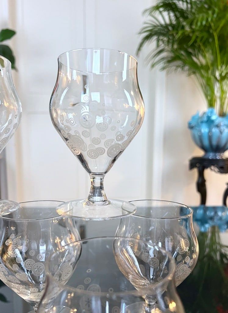 11 Art Deco Kristallgläser - Matt-Dekor - Glasservice Moderner Stil