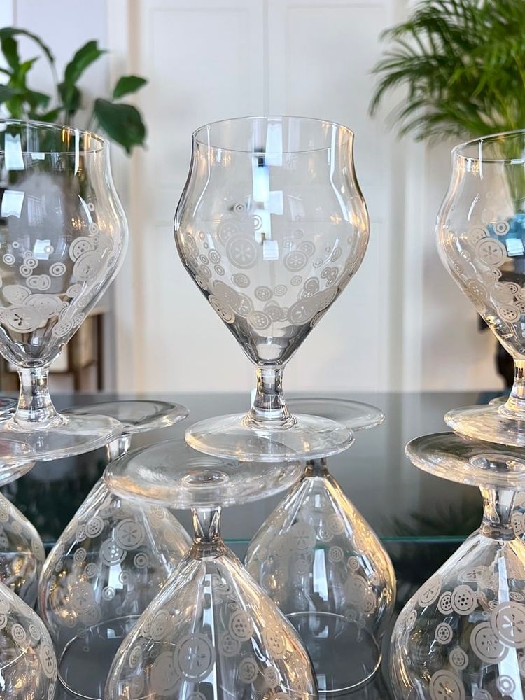 11 Art Deco Kristallgläser - Matt-Dekor - Glasservice Moderner Stil