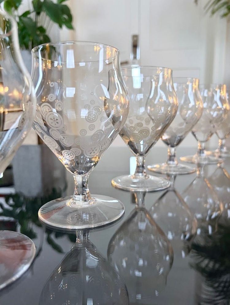 11 Art Deco Kristallgläser - Matt-Dekor - Glasservice Moderner Stil