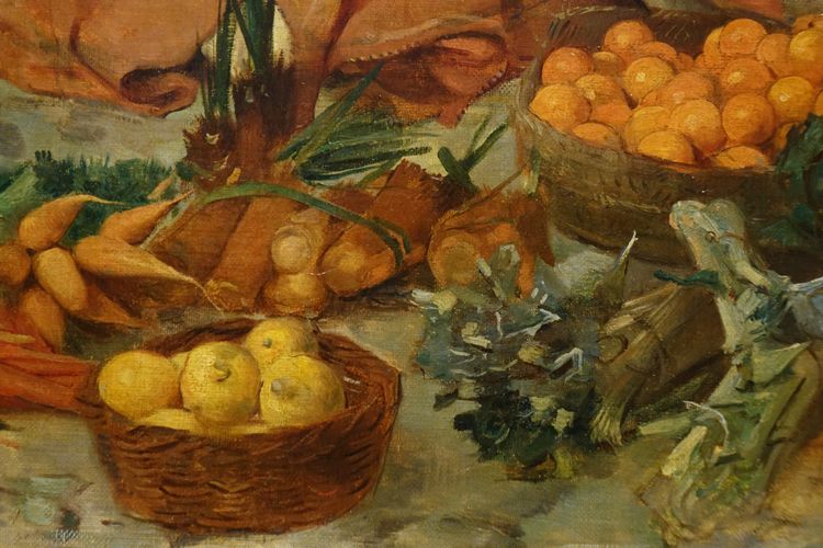 Giovane venditrice di verdure e il suo bambino , E.CHARLET, 1877?