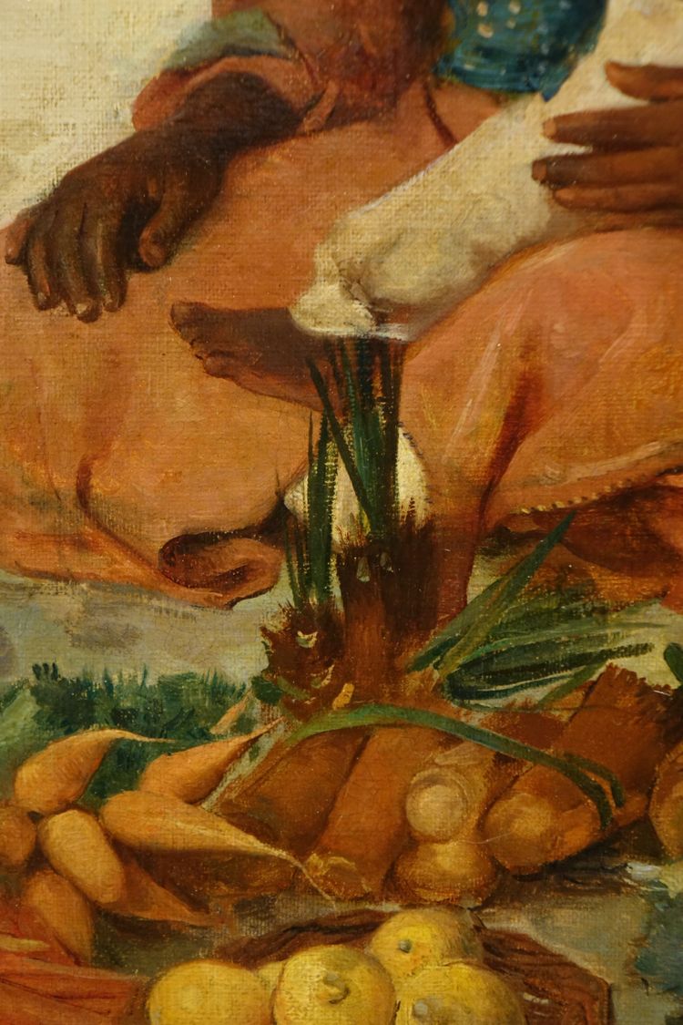 Giovane venditrice di verdure e il suo bambino , E.CHARLET, 1877?