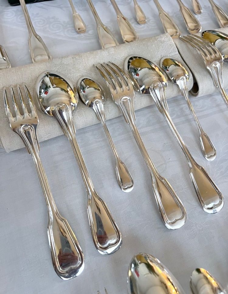 Set completo di 37 pezzi in metallo argentato - Posate - Set regalo