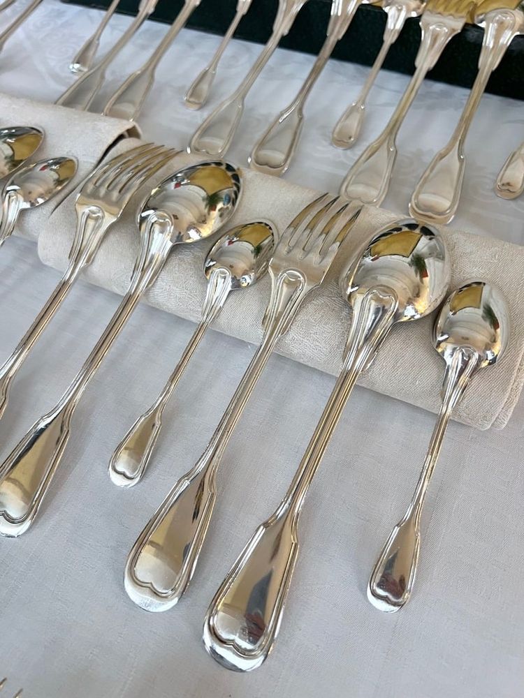 Set completo di 37 pezzi in metallo argentato - Posate - Set regalo