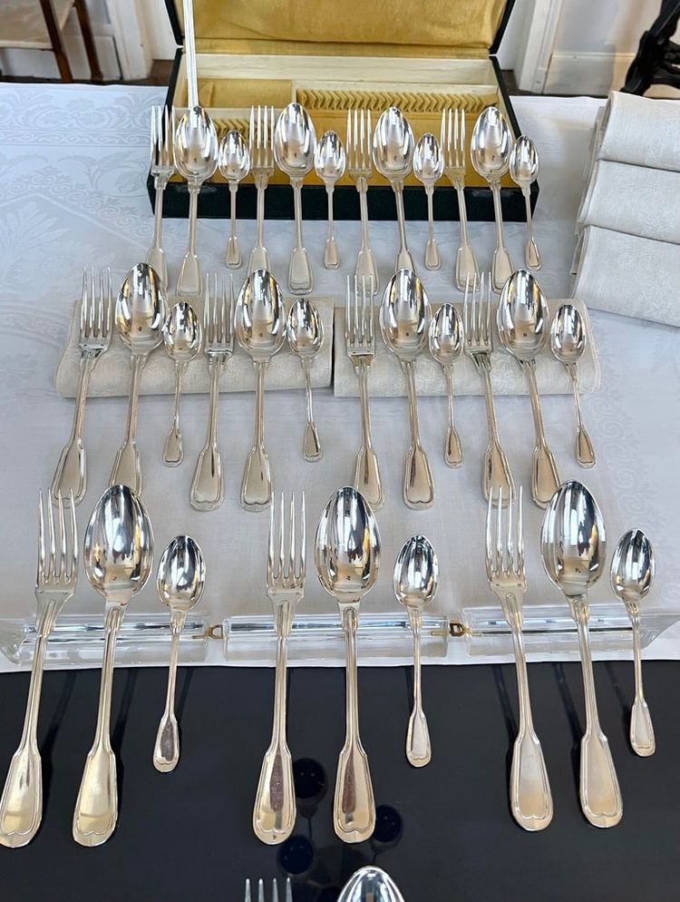 Set completo di 37 pezzi in metallo argentato - Posate - Set regalo