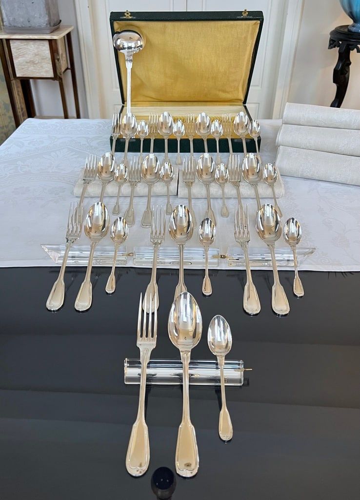 Set completo di 37 pezzi in metallo argentato - Posate - Set regalo