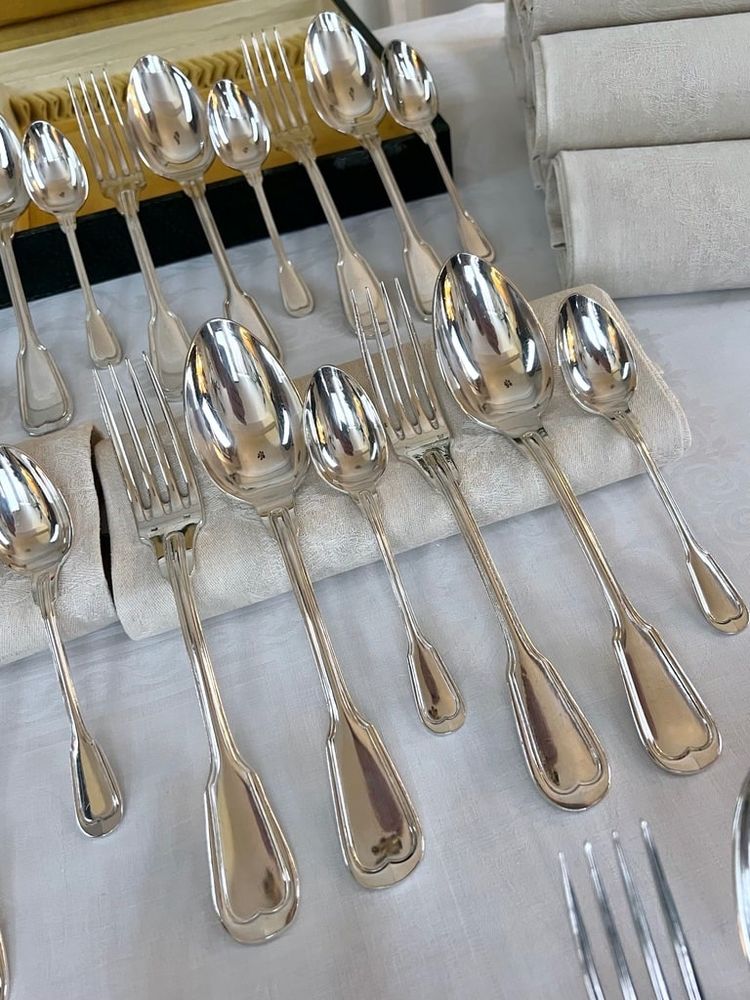Set completo di 37 pezzi in metallo argentato - Posate - Set regalo