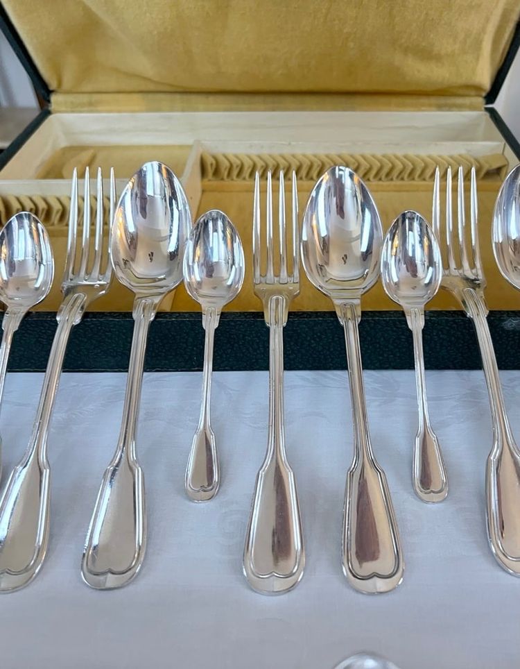 Set completo di 37 pezzi in metallo argentato - Posate - Set regalo