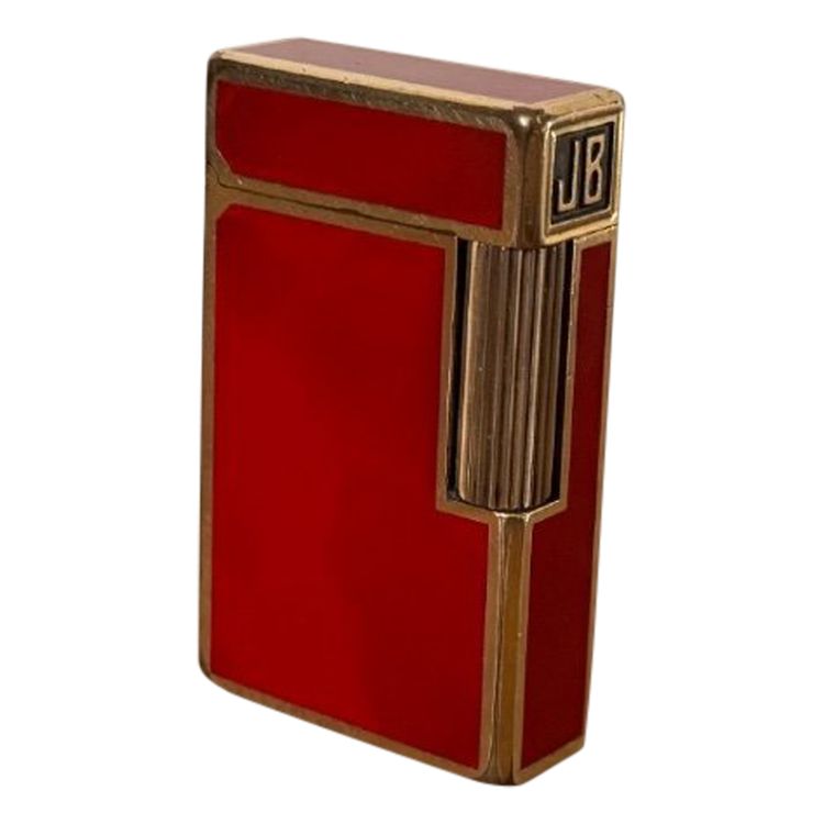 Feuerzeug Dupont aus rotem Lack Monogramm JB Paris made in France