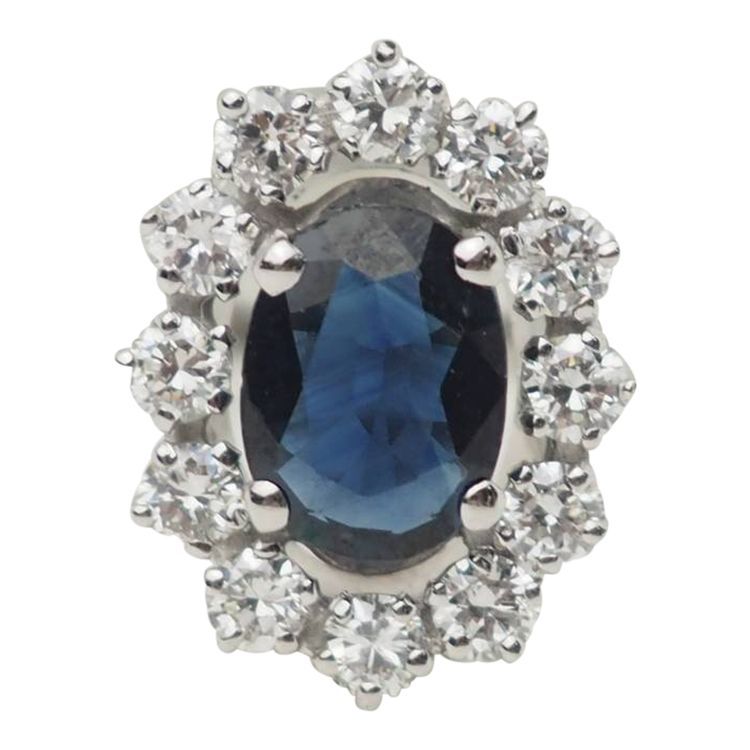 Anello Margherita in oro bianco, zaffiro e diamanti