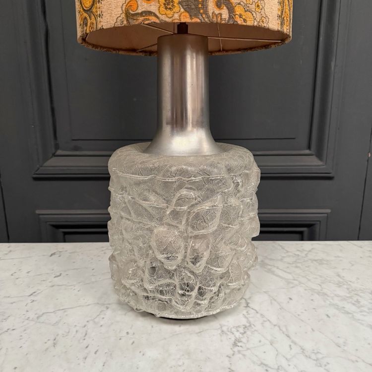 Blown glass lamp 1970 with original vintage shade