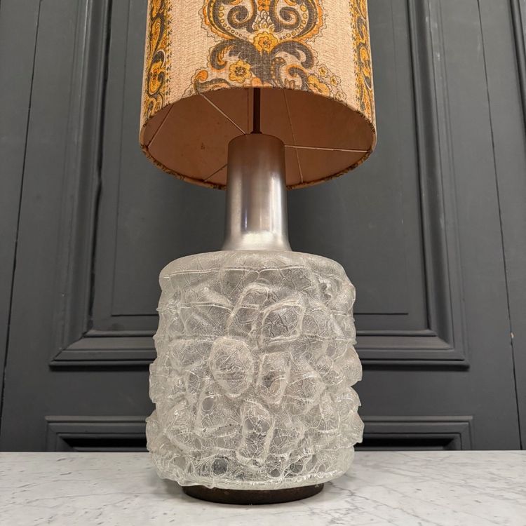 Blown glass lamp 1970 with original vintage shade