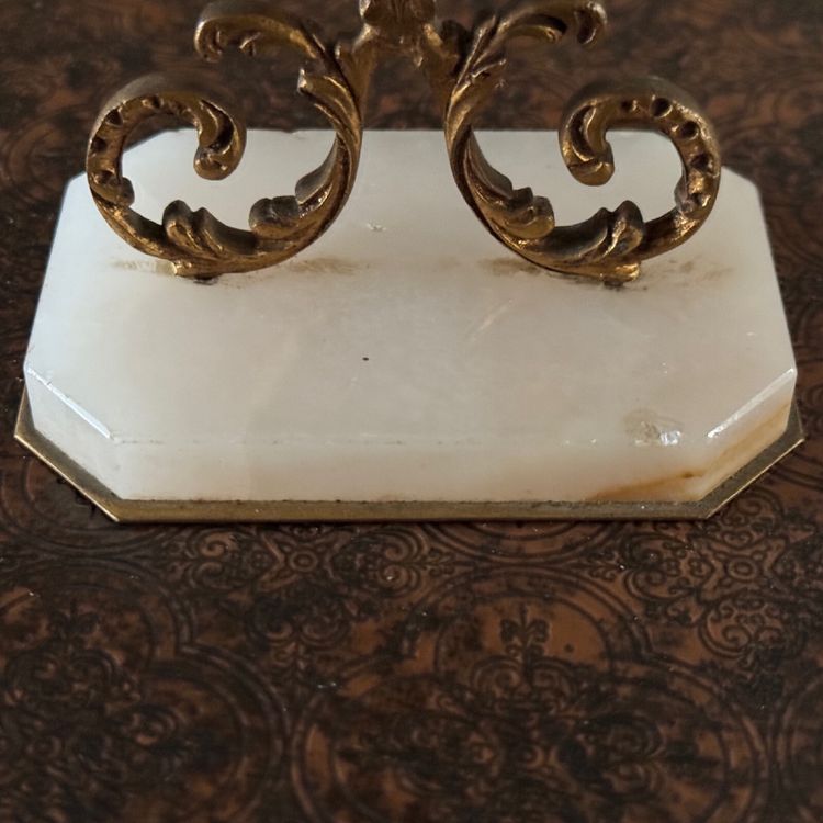 18th century bronze reliquary on marble base