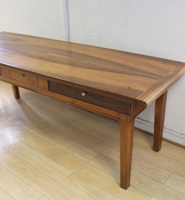 Table de ferme en noyer XIX 