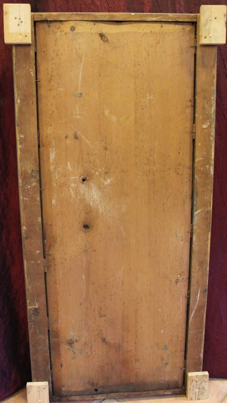 63 X 130 cm Antico specchio da restauro orizzontale, foglia d'oro, vetro di mercurio