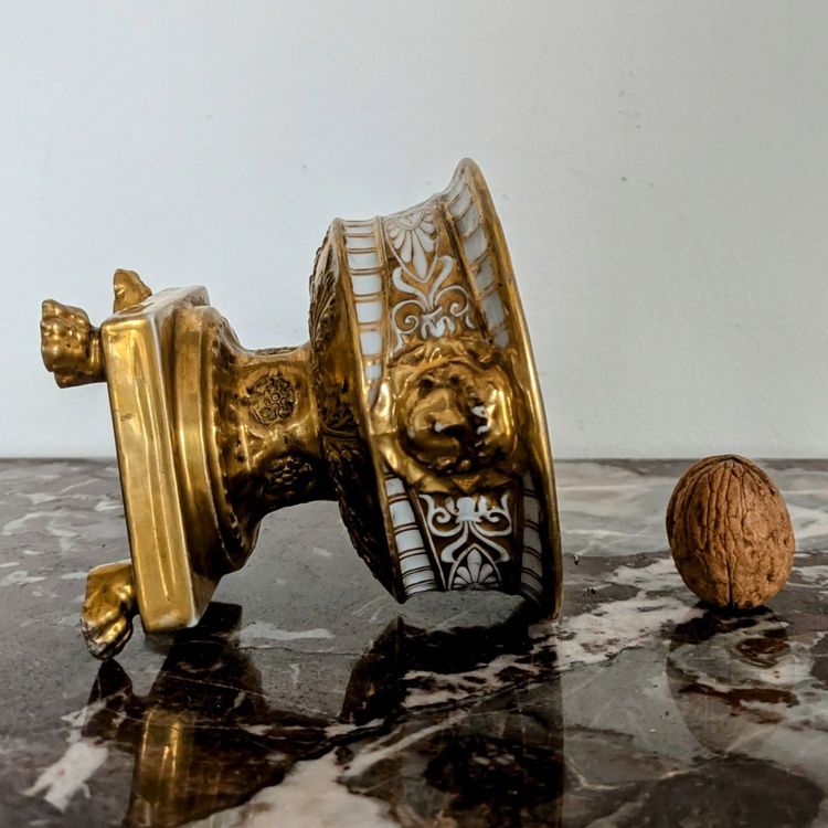 Darte Frères - piccolo calamaio Impero, Restauro - porcellana dorata