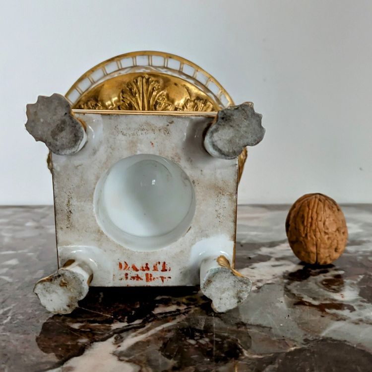 Darte Frères - piccolo calamaio Impero, Restauro - porcellana dorata