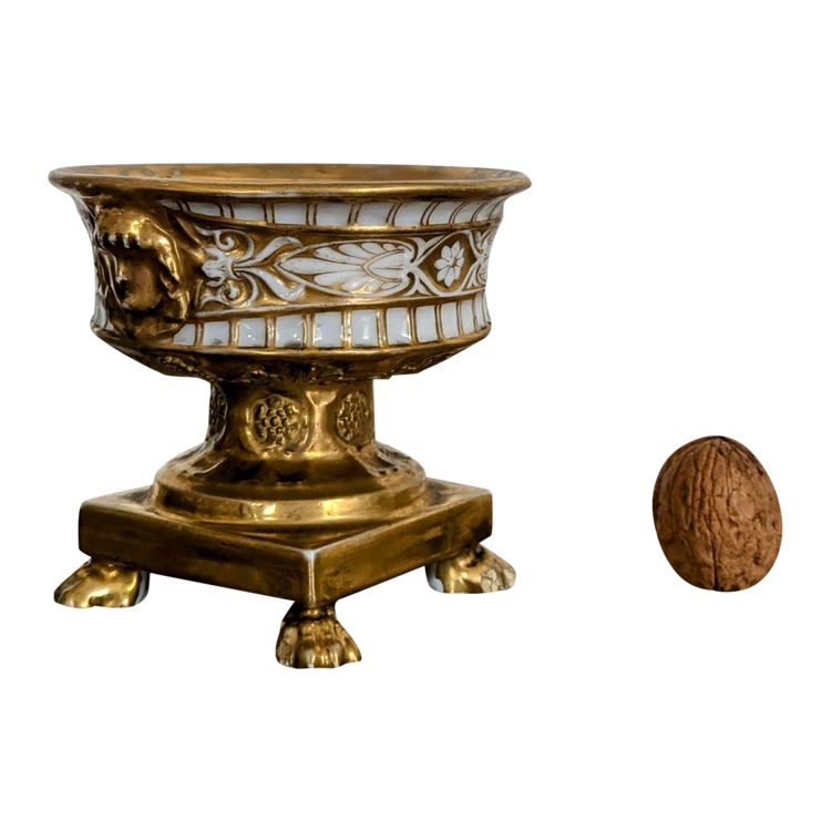 Darte Frères - piccolo calamaio Impero, Restauro - porcellana dorata