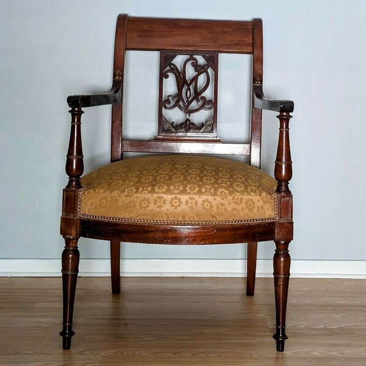 Cressent - Empire period desk chair - mahogany and silk