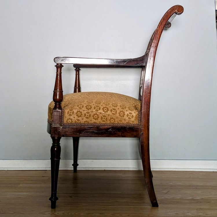 Cressent - Empire period desk chair - mahogany and silk