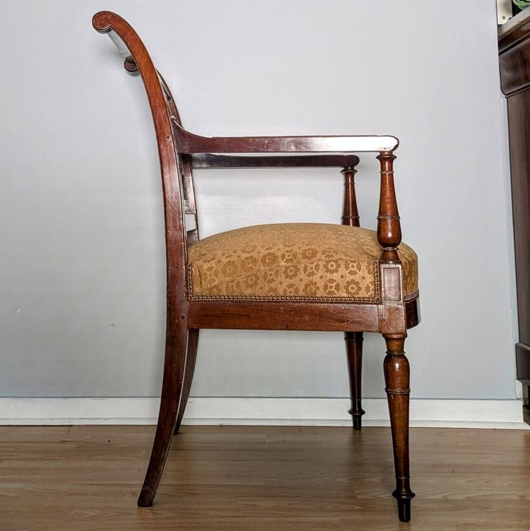 Cressent - Empire period desk chair - mahogany and silk