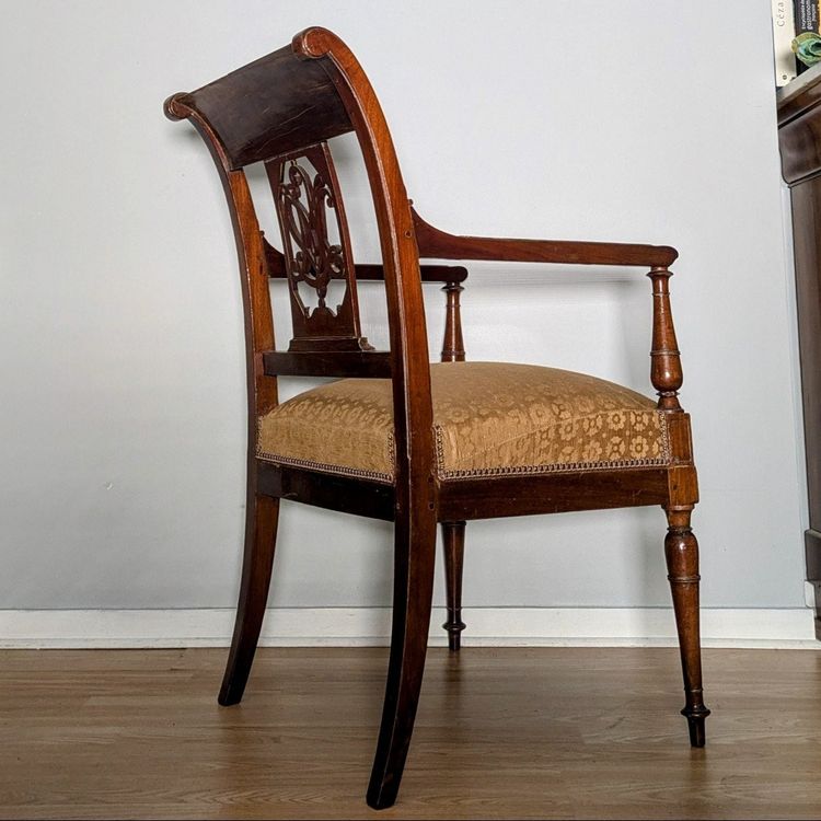 Cressent - Empire period desk chair - mahogany and silk