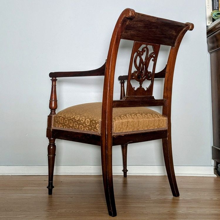 Cressent - Empire period desk chair - mahogany and silk