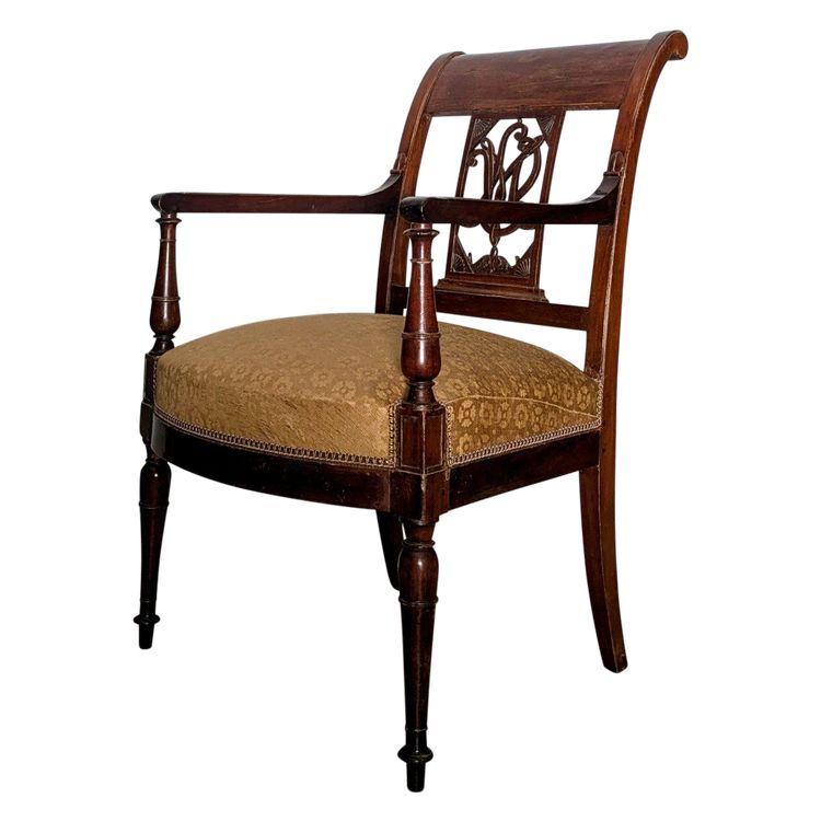Cressent - Empire period desk chair - mahogany and silk