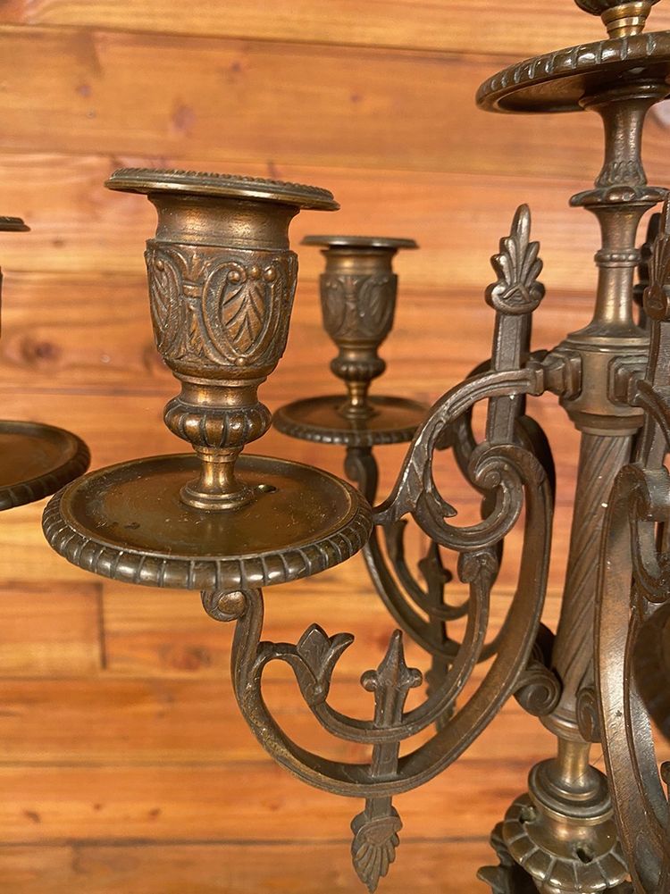 Large pair of bronze and marble candelabra, 19th century