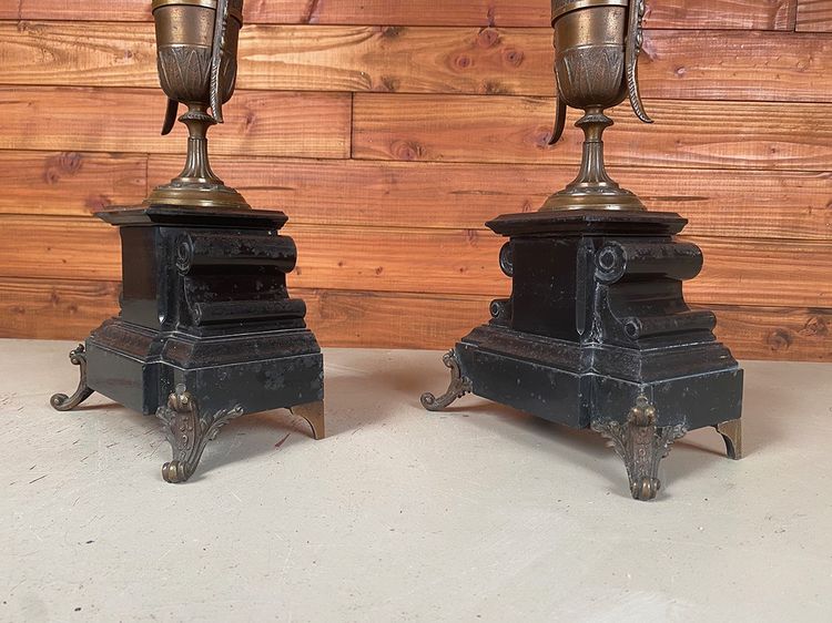 Large pair of bronze and marble candelabra, 19th century