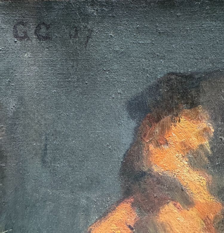 Scuola francese - Ritratto di uomo di profilo, monogramma GG, 1907