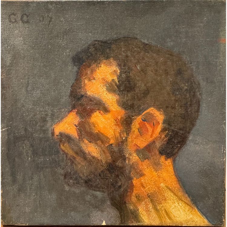 Scuola francese - Ritratto di uomo di profilo, monogramma GG, 1907