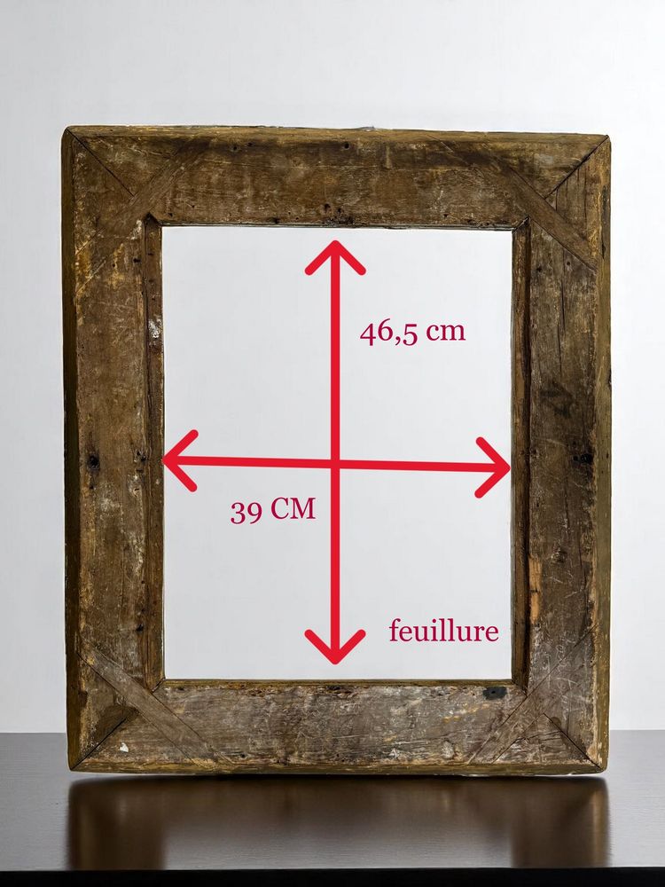 19th CENTURY FRAME IN WOOD AND GILDED STUC FOR PAINTING 46.5 cm x 39 cm
