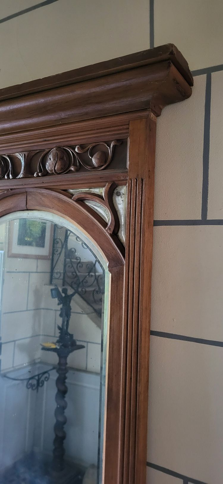 Elément de boiserie Miroir / Art Nouveau / Acajou