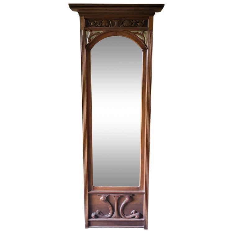 Elément de boiserie Miroir / Art Nouveau / Acajou