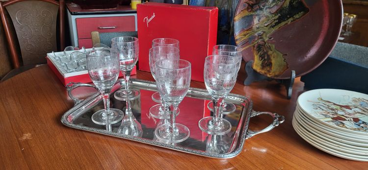 Silver-plated metal tray Louis XVI style