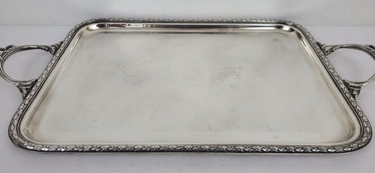 Silver-plated metal tray Louis XVI style